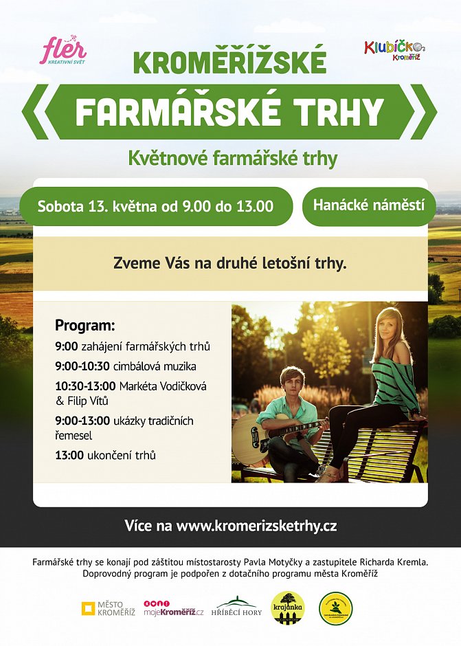Květnové Kroměřížské farmářské trhy klepou na dveře
