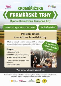 Poslední letošní Kroměřížské farmářské trhy v sobotu 20. října